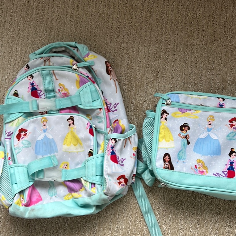 Pottery barn kids aqua disney princess mackenzie back and lunch bag